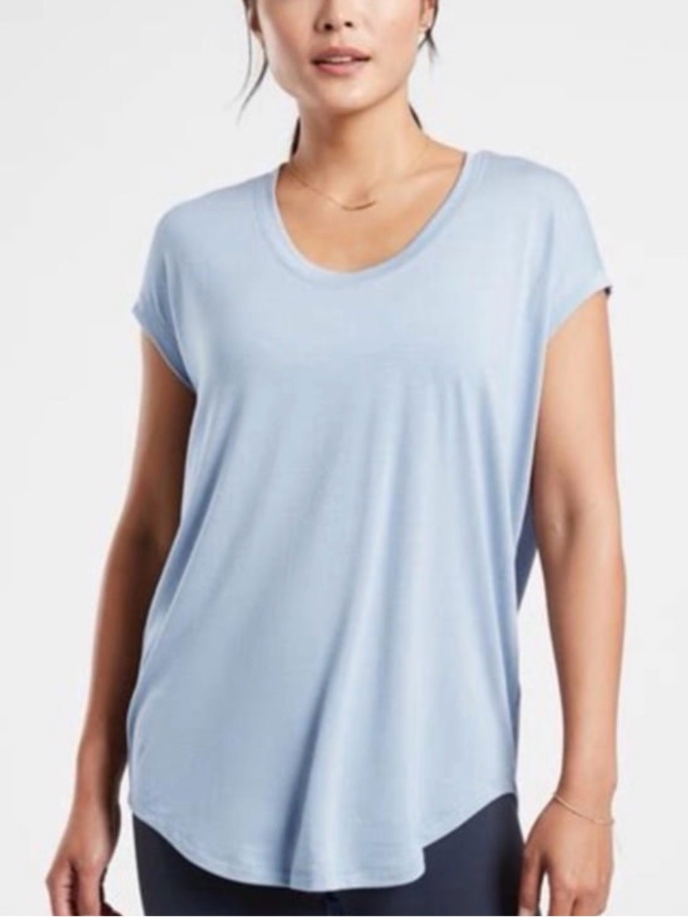 Athleta Cloudlight Stratus Tee Modal Blend in Chambray Blue - Size M
